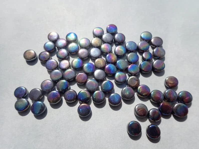 Mais de 100 ladrilhos - mini -vidro iridescente preto gotas de mosaico - 50 gramas.
