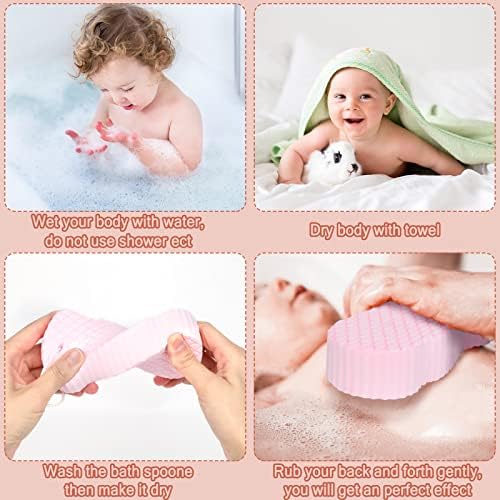 2pcs Ultra Bath Body Body Sponge, Removedor de pele morto de esfoliante respiratória, esponja de banho esfoliante super macia com 2 ganchos pegajosos para mulheres grávidas, adultos e crianças