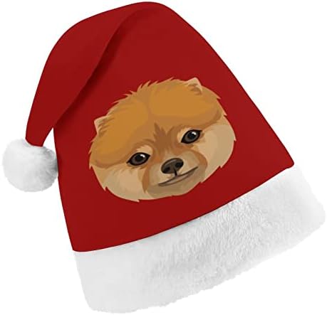 Pomeranian Dog Face Hat Christmas Prigula Papai Noel Cap engraçada Feard