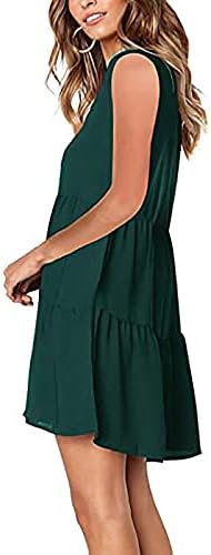 lcziwo feminino mini vestido de verão sólido cor de coloração sólida v trava de mamão de pescoço de pescoço
