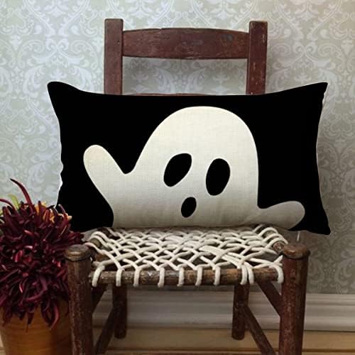 JXZYGMD Halloween Pillow Capa 12x20 Ghost Halloween travesseiro lombar Capas de decorações ao ar livre travesseiros de Halloween