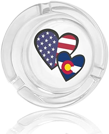 Corações interligadas corações americanos bandeira do Colorado Americano Cinzel de cinzas redondo bandeja de cinzas