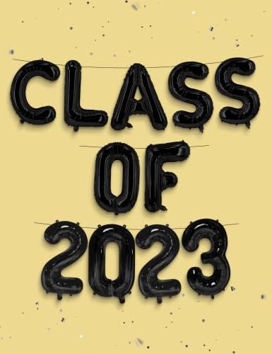 House of Party Black Class de 2023 Balões - Balões de graduação de 16 polegadas 2023 Banner | Festa de graduação 2023 Balões