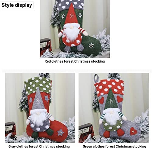 Meias de decoração de Natal de 17 polegadas de 3 peças, meias tridimensionais de doces de boneca, os enfeites de personalidade