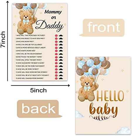 Cartões de jogo para chá de bebê, tema urso mamãe ou cartão de jogo de papai para festa de chá de bebê ， engraçado e fácil quebra