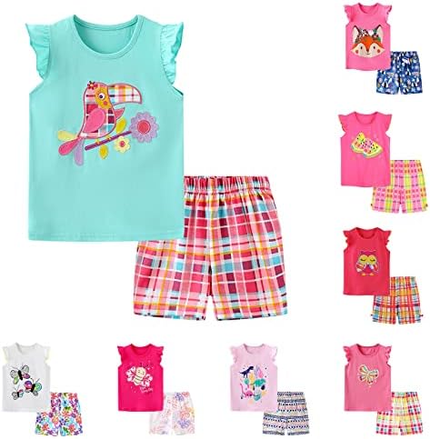 LIGHTHIONE Toddler meninos meninos shorts Conjuntos de desenhos animados fofos de desenhos animados Ruffle t camisetas de algodão roupas de verão Playwear