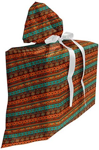 Bolsa de presente de tecido asteca lunarável, arranjo floral em colorida obra abstrata colorida da cultura latina de arte, presente