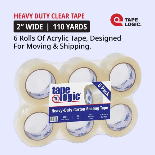 Tape Logic 2 polegadas x 110 jardas de fita de embalagem de acrílico, 2,2 mil, pacote de 36 rolos, para embalagens, envio, mudança, casa e escritório