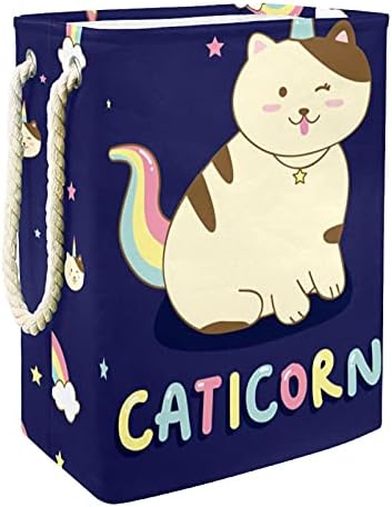Indicultura de lavanderia cesto caticorn gato arco -íris estrelado com cestas de lavanderia dobrável