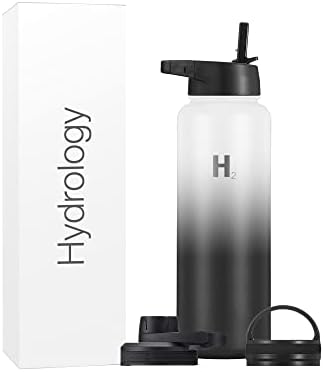 H2 Hydrology Sport Water Bottle 3 tampas | Boca larga de aço inoxidável isolada a vácuo de parede dupla | Esportes quentes e frios