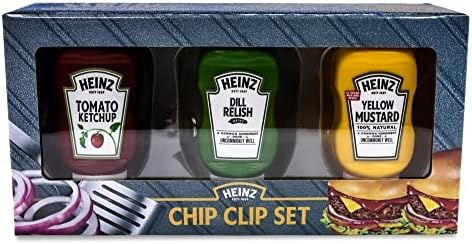 HEINZ Bottle Chip Clips Picnic Pack, conjunto de 3 | Inclui ketchup, mostarda, sabor | Útil como decorações de cozinha
