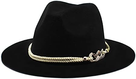 Gossifan Lady Fashion Brim Felt Fedora Panama Hat com cinto de anel