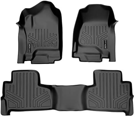 Smartliner Custom Fit Floor Mats 2 line Definir preto para 2015-2020 Chevrolet Tahoe/GMC Yukon