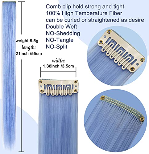 Huanling 10pcs Extensões de cabelo coloridas 21 polegadas Destaques de festa colorida Destaques retos de calça de cabelo sintético