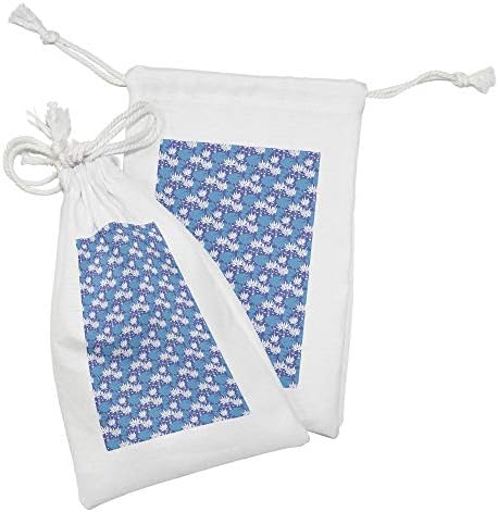 Conjunto de bolsas de tecido floral de Ambesonne de 2, padrão contínuo de design abstrato de lírio de água, pequeno saco de cordão para