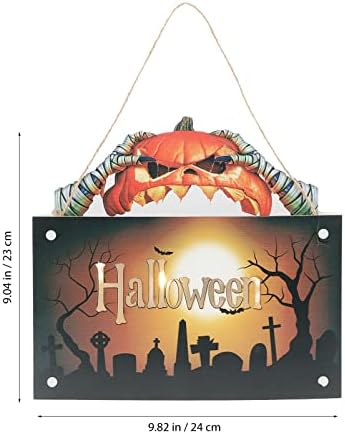 Olimy 4 PCs iluminados Halloween Wooden Halloween Sign Light Halloween Decorações de Halloween Sinal de porta: Happy Halloween