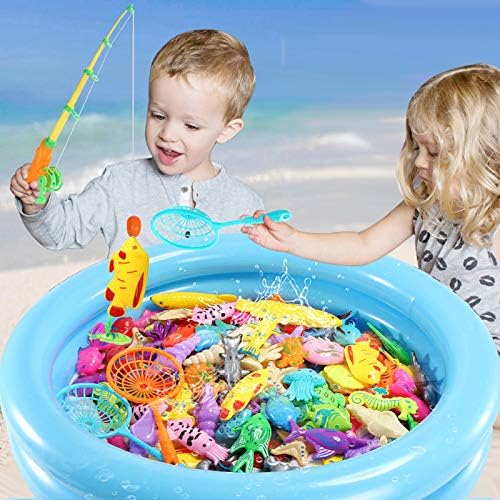 Jogo de pesca magnética FIDDAOGANG 45 PC Ocean Sea Flutuante Fish Animais coloridos com sacola de armazenamento