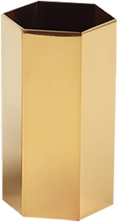 Portador de caneta hexagonal de estilo nórdico Aço inoxidável de aço dourado Pote de flores de metal de armazenamento de ornamentos