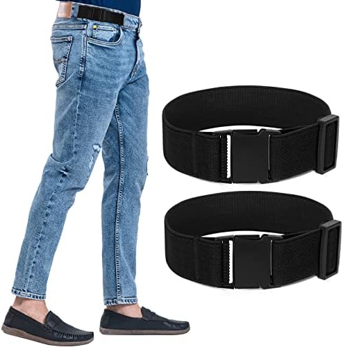 WerForu 2 pacote homens 2 loop sem mostrar cinto elástico invisível para feminino jeans cinturão, ajuste um loop de cinto de
