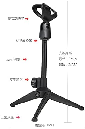 FZZDP Microfone de Microfone Tripé Mini Stand portátil Stand Ajuste Stand Mic Clipe Suporte de suporte leve Suporte leve