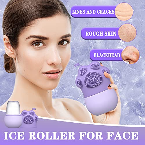 Rolo de gelo para o rosto de beleza facial mini rolador de gelo para olhos, pescoço, queimaduras solares aliviar o suporte de silicone reutilizável