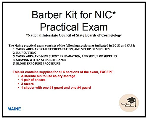 Kit de barbeiro para exame prático da NIC