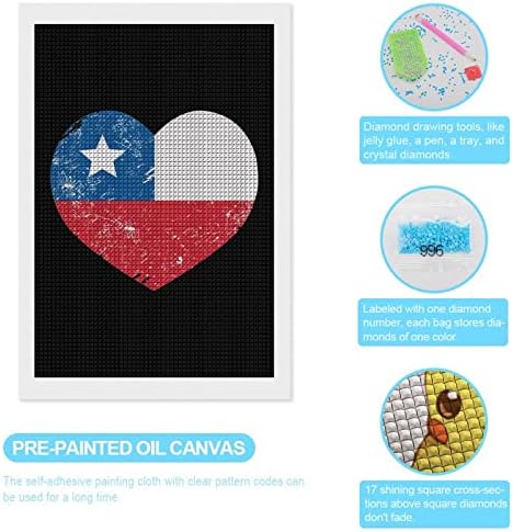 Chile Retro Coração em forma de coração Kits de pintura de diamante decorativos de diamante engraçado 5D DIY DIAMENTO