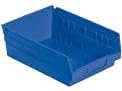 Lixeira de armazenamento de prateleira nidável, plástico, 11-1/8 W x 11-5/8 D x 4 H, azul-lote de 12