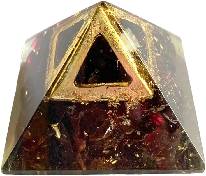 Crystalmiracle lindo granada 21 mm Pequeno orgonita pirâmide Cura de cristal Feng Shui Office Gift Wellness Energy Vaastu Baastu Gemstone artesanal