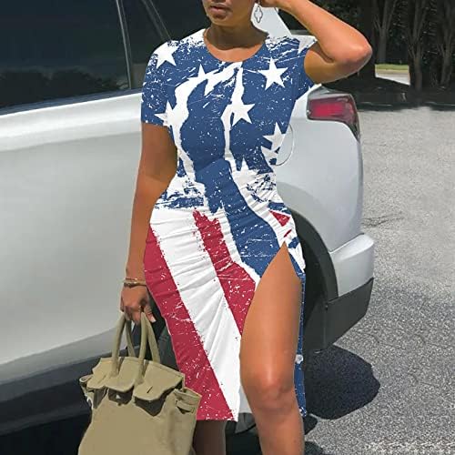 Vestido Mulher Independência Dia Mulheres Padrões de bandeira americana