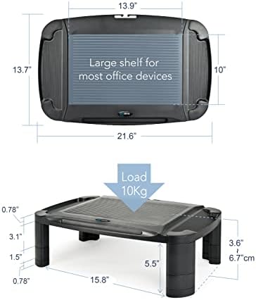EHO Monitor Stand Riser para mesa, altura ajustável com telefone e suporte para tablets, laptop riser com organizador de armazenamento de artigos de papelaria para computador, laptop, impressora, caderno, iMac e máquinas de escritório