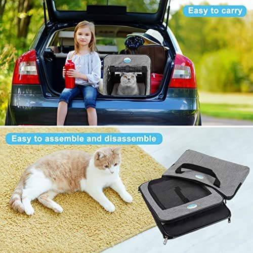 Viagem portátil suave Cachorro e Cat Crate dobrável canil dobrável 18,1 x 14,1 x 16,1 polegadas para 2 portas externas com