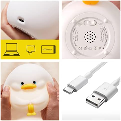 Duck Night Light, Night Light for Kids com 3 Modo de Mudança de Cor e Função de Esimbro, Lâmpada de Nursery Recarregável USB com Timer de 30 minutos e Controle de Tap