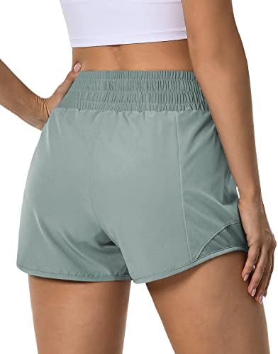 Shorts atléticos de avgo para mulheres com cintura alta shorts de corrida rápida com bolsos shorts de treino de camada esportiva elástica