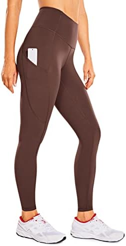 Crz Yoga feminino nua sentindo treino leggings 25 polegadas - calças de ioga de cintura alta com bolsos laterais atléticos