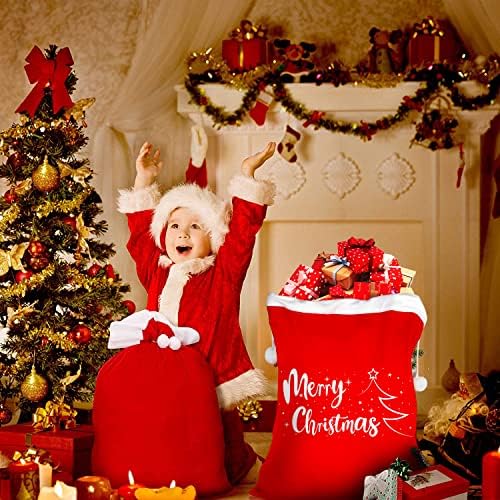 Sack de Papai Noel CCINEE, sacos de presente gigantes de veludo com cordão de cordão para natal de férias de decoração