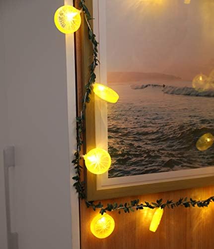Luzes de corda de decoração de limão, luminária de grinaldas de guirlanda de limão com 20 luzes noturnas de fadas para casa/quarto/quarto/banheiro/casamento/festa/decoração
