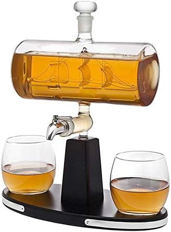 Decanter de decanter 750ml de decantador de uísque com 2 óculos de uísque - para licor, bourbon, vodka Decanter Conjunto