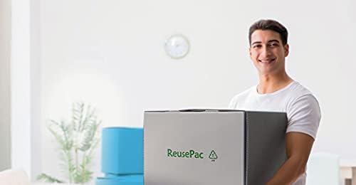 REUSEPAC Caixas móveis de corrugados plásticos reciclados com tampas e alças fáceis de transportar, caixa de armazenamento de bloqueio automático - Médio 16 x 12 x 8 polegadas, 10 pacote branco
