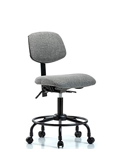 LABTECH ASSENTO LT41510 Cadeira de altura da mesa de tecido Base de tubo redonda, rodízios, cinza