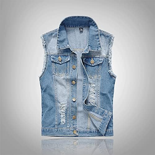 Men Denim Denim colete de jaqueta masculina sem mangas Casual Coloat Men Spring Jean Casat Ripped Slim Fit Male Cowboy