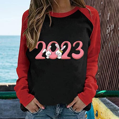 2023 Crewneck de gorjeta feminina Tops fofos moletons com estampa de coelho