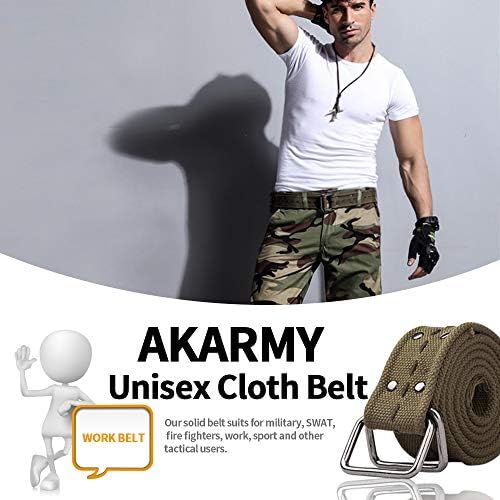 Cinto de lona masculina akarmy, cinta ajustável de cor sólida Combate militar de lona cinturão de tela para homens/mulheres