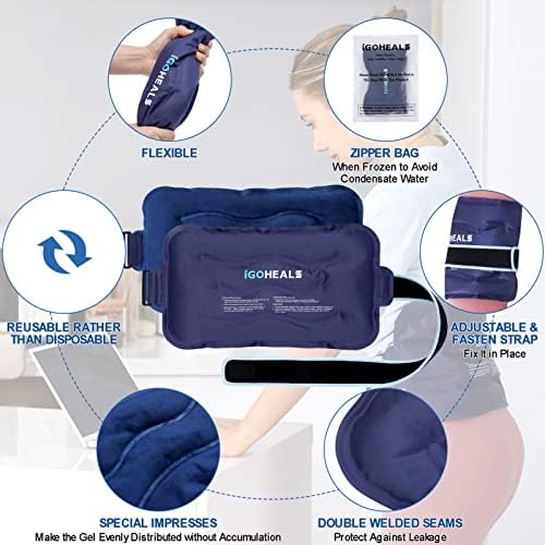 Pacote de gelo de Igoheals para lesões reutilizáveis, alívio das costas Pacote de terapia a frio quente embrulho, saco de aquecimento