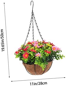 Yardwe Artificial Wreath Wreath Flower Pingnder Pingente seco cesta redonda cesta decorativa cesta com flores artificiais Roses