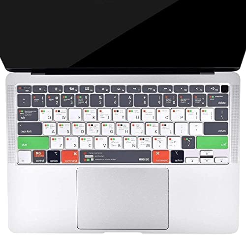Tampa do teclado Mosis Somente compatível com MacBook Air 13 polegadas 2022 2021 2020 Liberação A2337 M1 A2179 Teclado de retroilumação de retroilumação com exibição Retina e Touch ID, Silicone Skin, Mac OS X Atalho, Gray