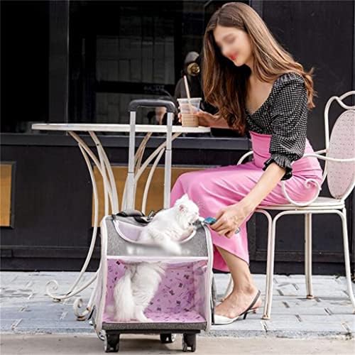 Carrinho de cachorro carrinho de carrinho de estimação do adkhf carrinho de carrinho de rodas por rodas portador de mochila para gaiola de espaço de viagem com rodas de cachorro
