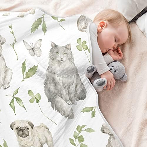 Cobertor de arremesso de gato de gato cinza fofo para bebês, recebendo cobertor, cobertor leve e macio para berço, carrinho, cobertores de berçário, 30x40 em