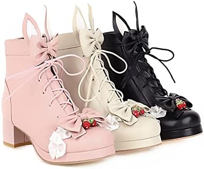 Botas de tornozelo feminino Sapatos confortáveis ​​redondos redondos de laço de laço de calcanhar ocidental botas curtas Botas de neve botas niñas
