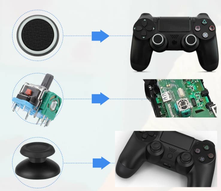 GabPlay Analog Thumb Joystick Substituição Definir kits de ferramentas de reparo para PS4 Controller